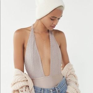 Plunging UO Halter Bodysuit